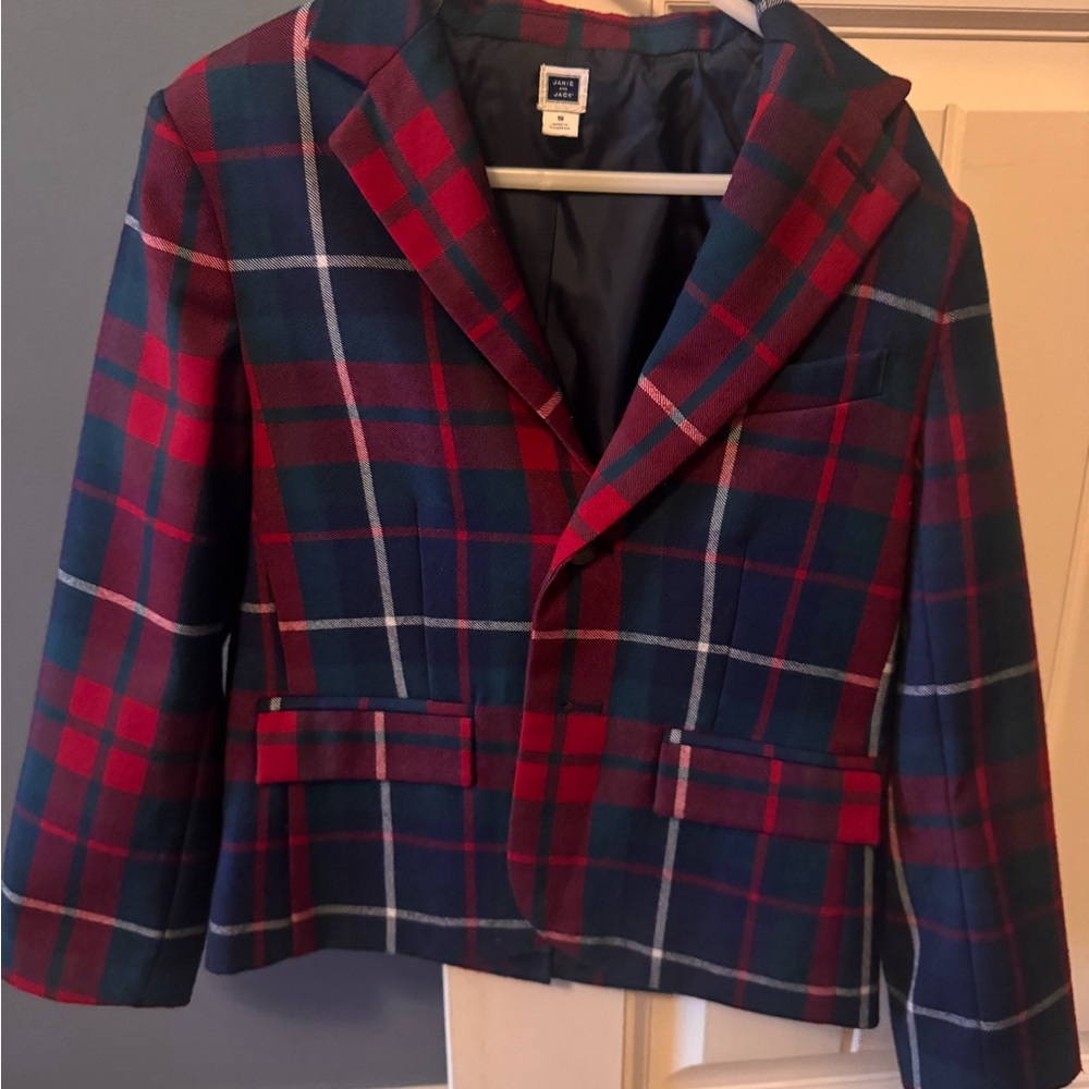 Janie and Jack Red and Blue Plaid Blazer